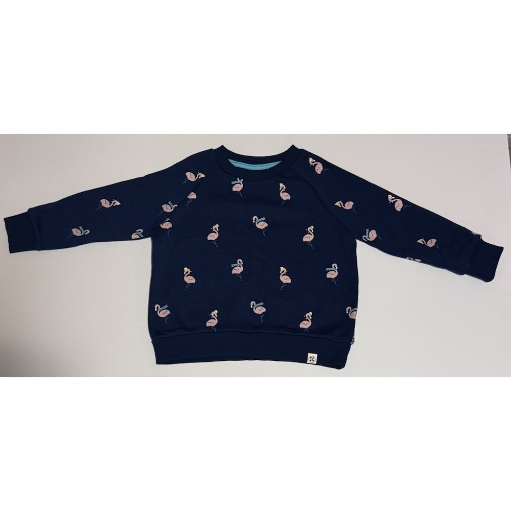 Sovereign Code‎ Navy Crew Neck Flamingos Wearing Winter Scarf/Hat 24m Sweatshirt